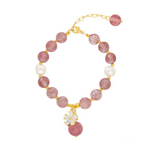 Shangjie Oem Joyas Moda Mulheres Dainhas Braceletes de Cristal Pink Pulseira de Amizade Pérola Única pulseira natural Bracelets de pedra natural